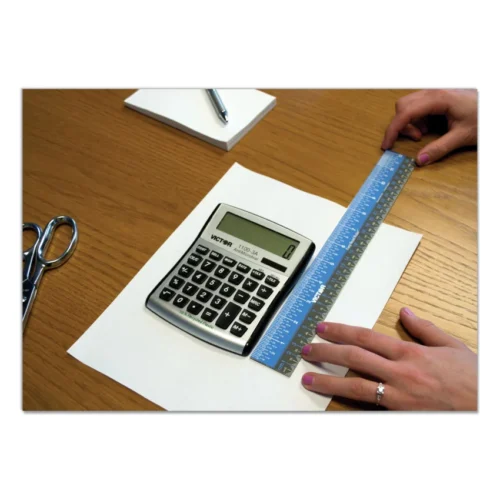 Victor Easy Read Stainless Steel Ruler, StandardMetric, 12.5 Long, Blue (VCTEZ12SBL)