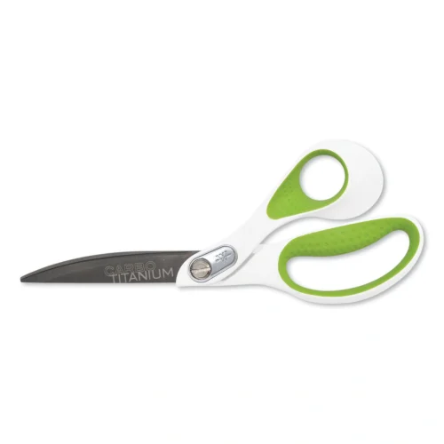 Westcott CarboTitanium Bonded Scissors, 9 Long, 4.5 Cut Length, Offset WhiteGreen Handle (ACM16445)