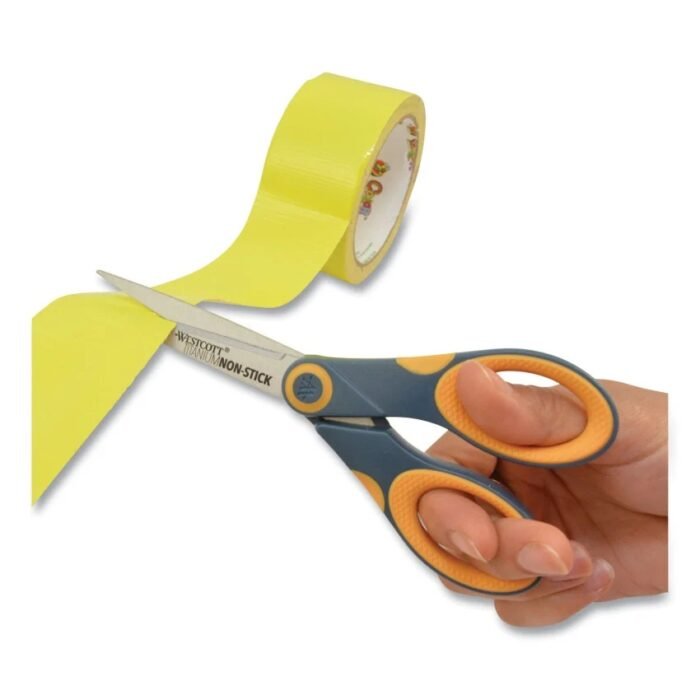 Westcott Non-Stick Titanium Bonded Scissors, 7 Long, 3 Cut Length, Straight GrayYellow Handle (ACM14851)