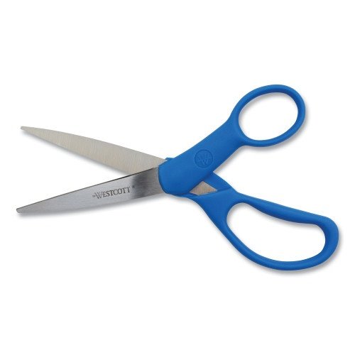 Westcott Preferred Line Stainless Steel Scissors, 7 Long, 3.25 Cut Length, Straight Blue Handle (ACM43217) (2)