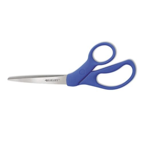 Westcott Preferred Line Stainless Steel Scissors, 8 Long, 3.5 Cut Length, Offset Blue Handle (ACM43218)