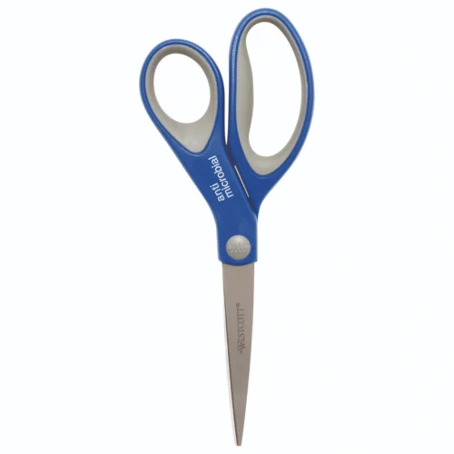 Westcott Scissors with Antimicrobial Protection, 8 Long, 3.25 Cut Length, Straight BlueGray Handle, 3Pack (ACM17837)