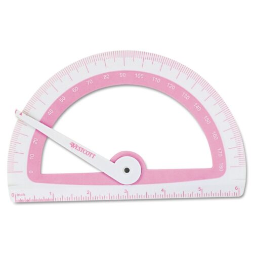Westcott Soft Touch School Protractor with Antimicrobial Product Protection, Plastic, 6 Ruler Edge, Assorted Colors (ACM14376)