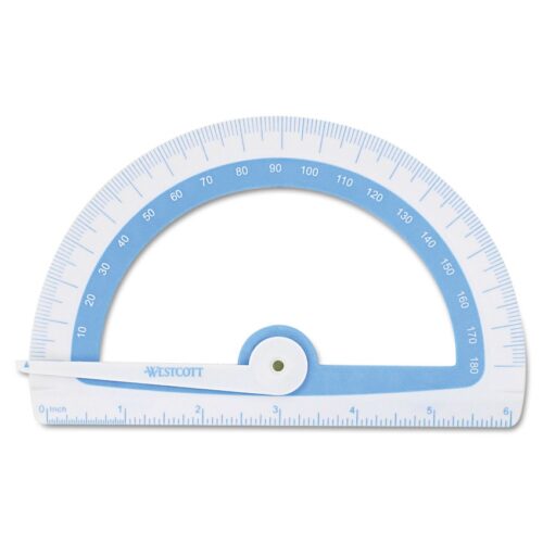 Westcott Soft Touch School Protractor with Antimicrobial Product Protection, Plastic, 6 Ruler Edge, Assorted Colors (ACM14376)
