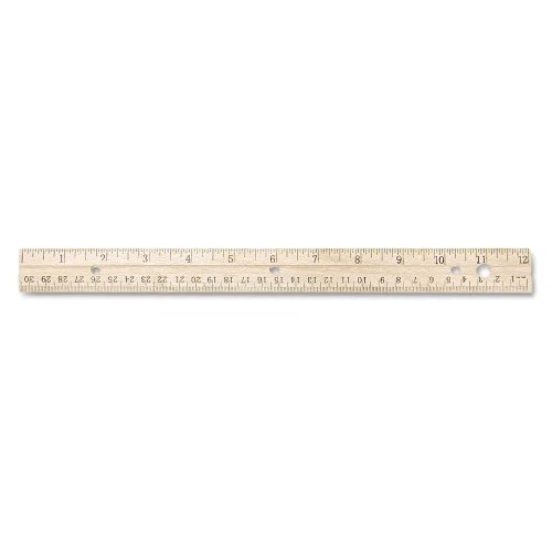 Westcott Three-Hole Punched Wood Ruler English and Metric With Metal Edge, 12 Long (ACM10702) (2)