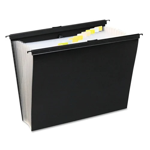 Wilson Jones Slide-Bar Expanding Pocket File, 13 Sections, 15 Capacity, Letter Size, Black (WLJ68205)