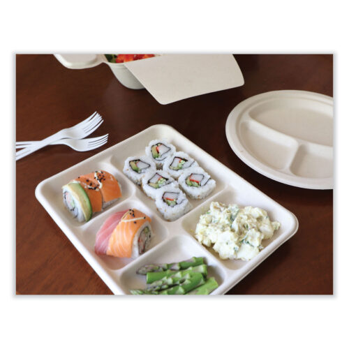 World Centric Fiber Trays, 5-Compartment, 8.5 x 10.24 x 1.01, Natural, Paper, 400Carton (WORTRSC5CLFS)