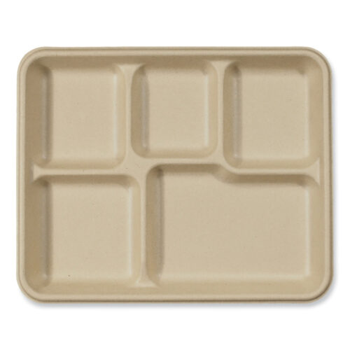 World Centric Fiber Trays, 5-Compartment, 8.5 x 10.24 x 1.01, Natural, Paper, 400Carton (WORTRSC5CLFS)