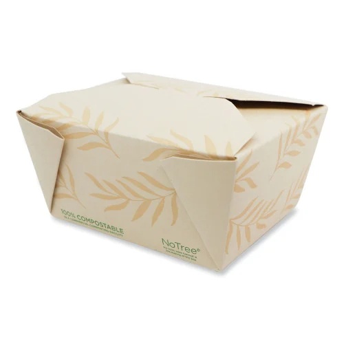 World Centric No Tree Folded Takeout Containers, 26 oz, 4.2 x 5.2 x 2.5, Natural, Sugarcane, 450Carton (WORTONT1)