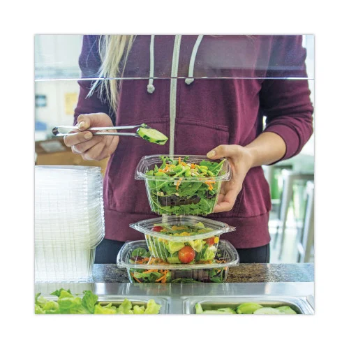 World Centric PLA Rectangular Deli Containers, 32 oz, 6.1 x 7.6 x 2.8, Clear, Plastic, 600Carton (WORRDCS32)