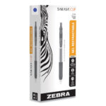Zebra Sarasa Clip Gel Pen, Retractable, Medium 0.7 mm, Blue Ink, ClearBlue Barrel, 12Pack (ZEB48720)