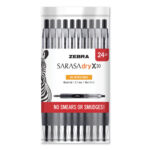 Zebra Sarasa Dry Gel X30 Gel Pen, Retractable, Medium 0.7 mm, Black Ink, BlackSilver Barrel, 24Pack (ZEB47024)