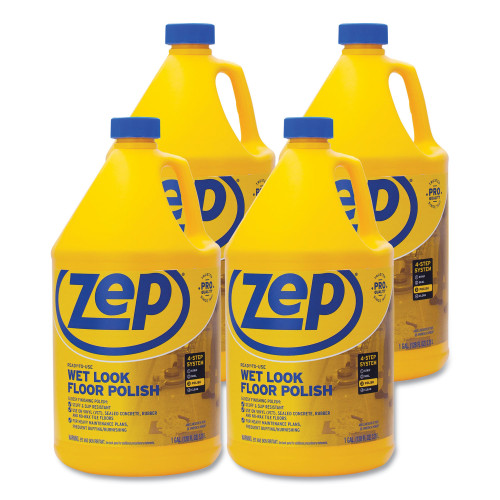 Zep Commercial Wet Look Floor Polish, 1 gal, 4Carton (ZPEZUWLFF128CT)