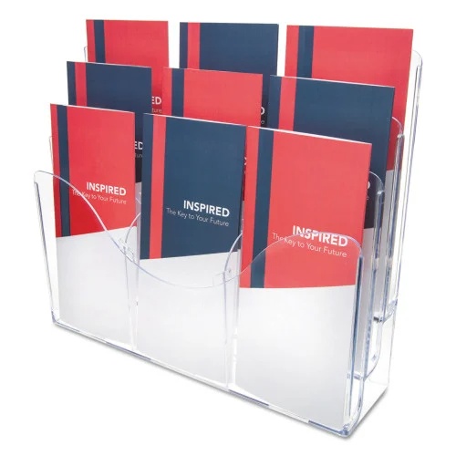 deflecto 3-Tier Document Organizer w6 Removable Dividers, 14w x 3.5d x 11.5h, Clear (DEF47631)