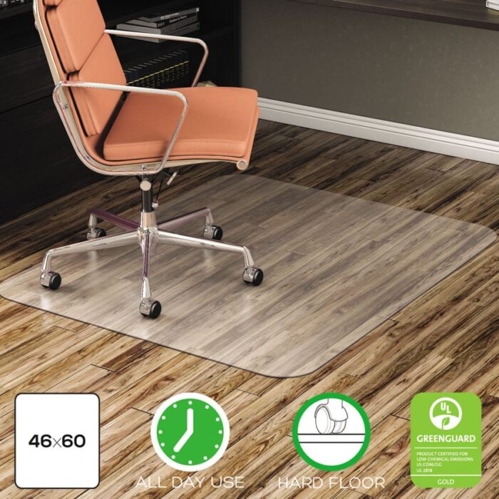 deflecto EconoMat All Day Use Chair Mat for Hard Floors, Flat Packed, 46 x 60, Clear (DEFCM21442F)