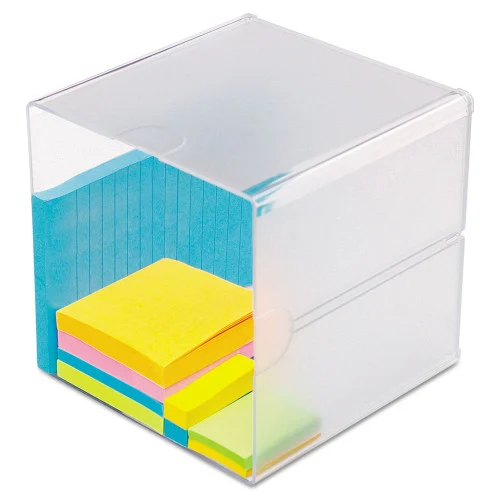 deflecto Stackable Cube Organizer, 1 Compartment, 6 x 6 x 6, Plastic, Clear (DEF350401)