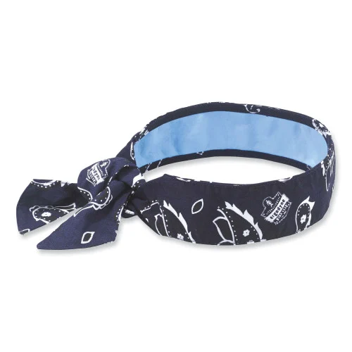 ergodyne Chill-Its 6700CT Cooling Bandana PVA Tie Headband, One Size Fits Most, Navy Western (EGO12564)