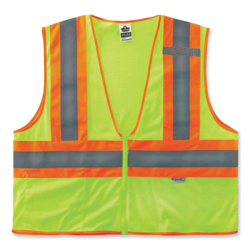 ergodyne GloWear 8230Z Class 2 Two-Tone Mesh Zipper Vest, Polyester, SmallMedium, Lime (EGO21323)