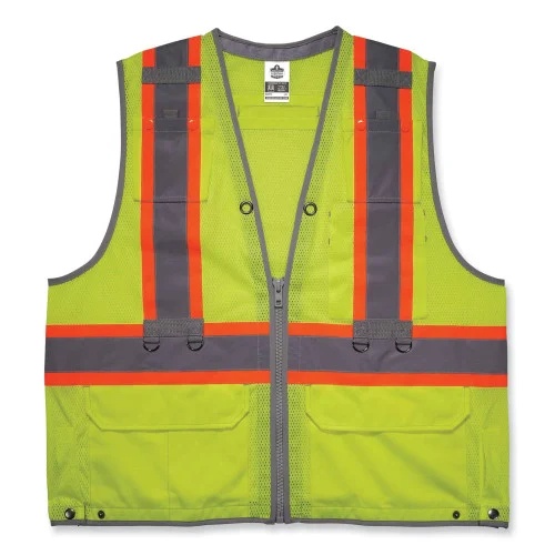 ergodyne GloWear 8231TV Class 2 Hi-Vis Tool Tethering Safety Vest, Polyester, LargeX-Large, Lime (EGO24175)