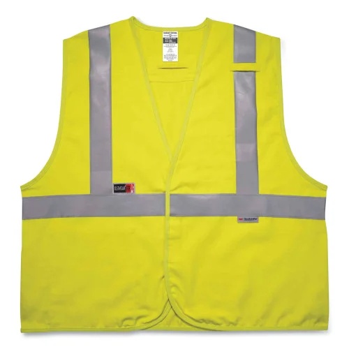 ergodyne GloWear 8261FRHL Class 2 Dual Compliant FR Hook and Loop Safety Vest, LargeX-Large, Lime (EGO21465)