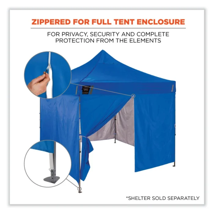 ergodyne Shax 6096 Pop-Up Tent Sidewall with Zipper, Single Skin, 10 ft x 10 ft, Polyester, Blue (EGO12979) - Image 7