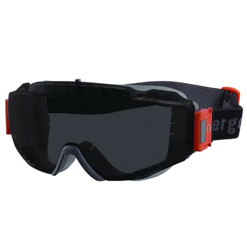 ergodyne Skullerz MODI OTG Anti-Scratch and Enhanced Anti-Fog Safety Goggles with Elastic Strap, Smoke Lens (EGO60301)