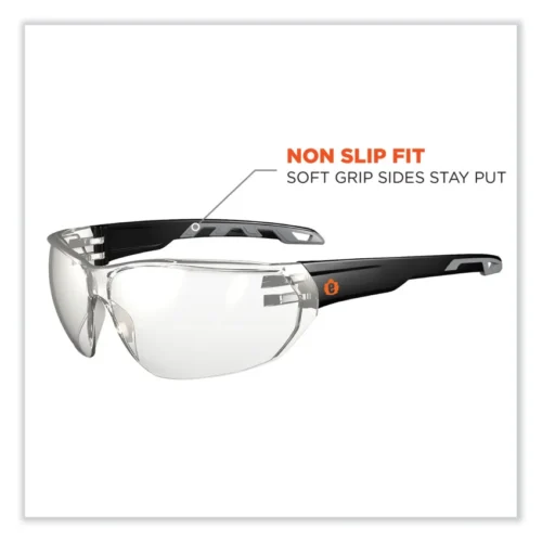 ergodyne Skullerz Vali Frameless Safety Glasses, Black Nylon Impact Frame, Anti-Fog IndoorOutdoor Polycarbonate Lens (EGO59283)