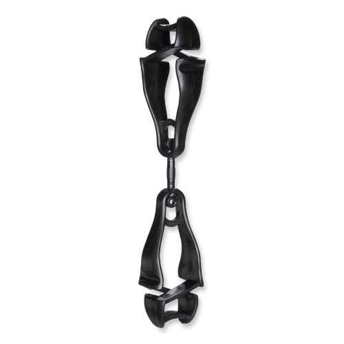 ergodyne Squids 3420 Dual Clip Swivel Glove Clip Holder, 1 x 0.6 x 5.5, Acetal Copolymer, Black (EGO19412)