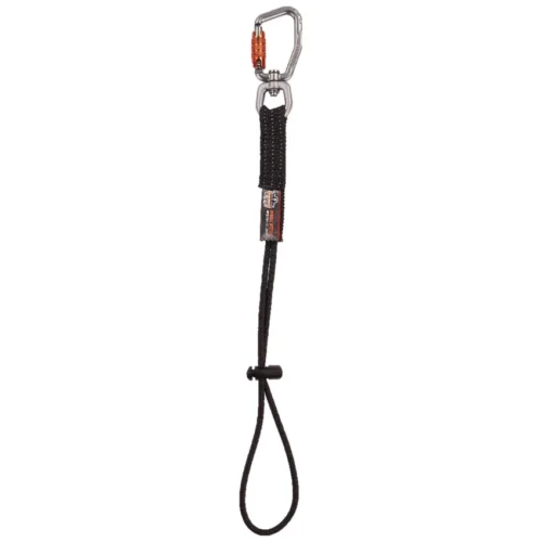 ergodyne Squids 3714 Elastic Tool Tail Lanyard wCarabiner and Cinch Loop, 10 lb Max Working Capacity, 15 Long, Black, 3Pack (EGO19766)