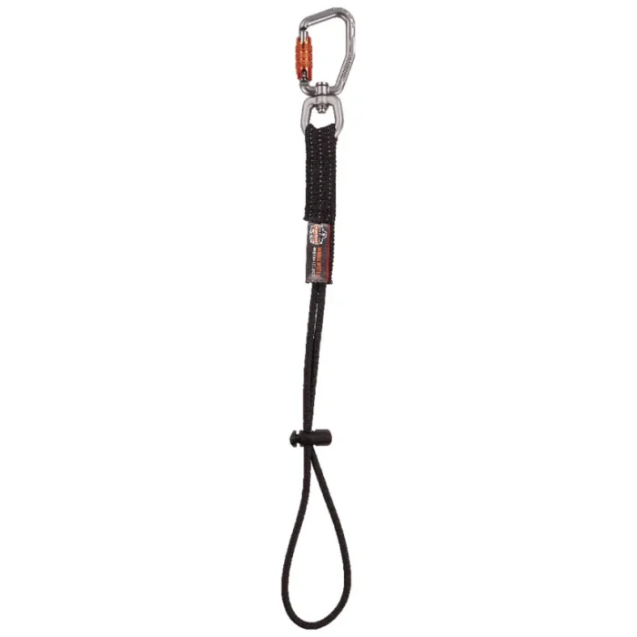ergodyne Squids 3714 Elastic Tool Tail Lanyard wCarabiner and Cinch Loop, 10 lb Max Working Capacity, 15 Long, Black, 3Pack (EGO19766)