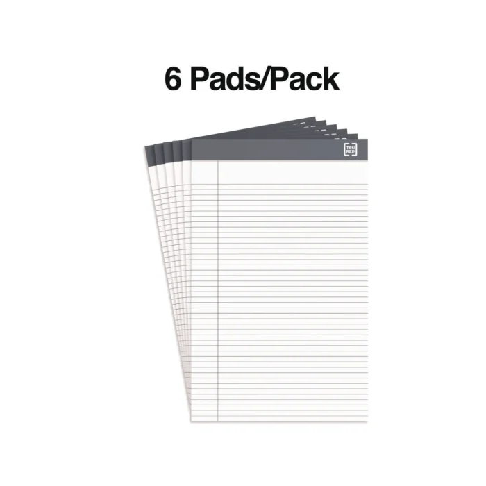 TRU RED Notepads, Narrow Rule, 50 White 5 x 8 Sheets, 6/Pack (TUDTR59900)