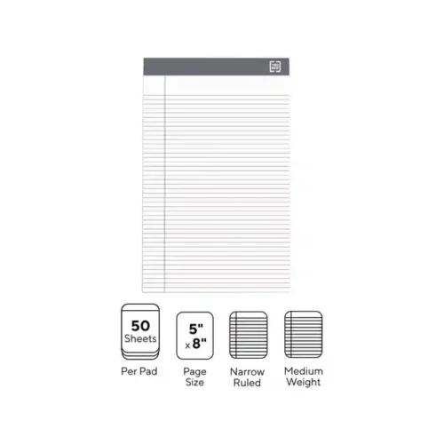 TRU RED Notepads, Narrow Rule, 50 White 5 x 8 Sheets, 6/Pack (TUDTR59900)