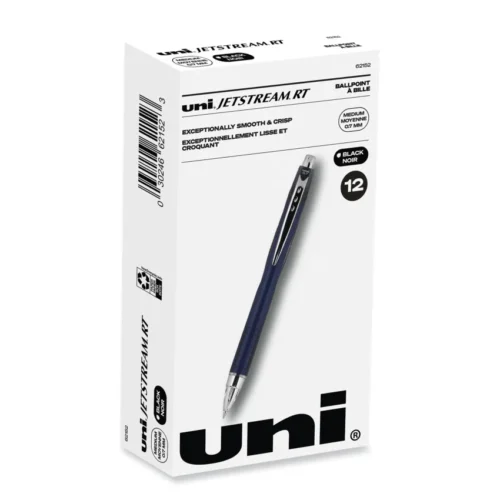 uniball Jetstream Retractable Hybrid Gel Pen, Fine 0.7 mm, Black Ink, BlueSilver Barrel (UBC62152)