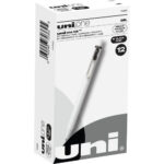 uniball uniONE Gel Pen, Retractable, Medium 0.7 mm, Black Ink, WhiteBlack Barrel, Dozen (UBC70362)