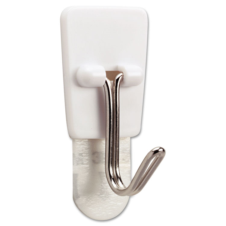 General General Purpose Wire Hooks, Small, Metal, White, 0.5 lb Capacity, 3 Hooks and 4 Strips/Pack (MMM17067ES)