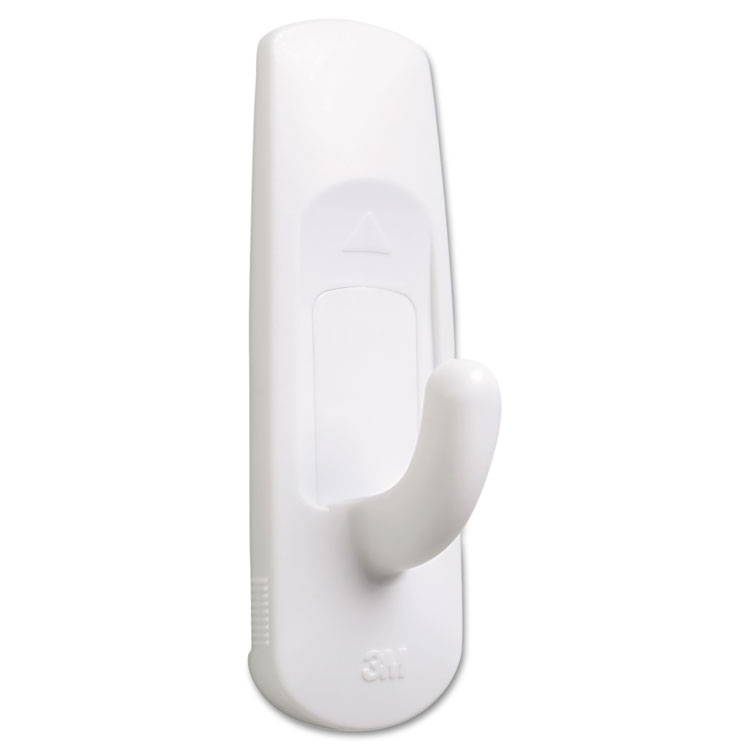 General General Purpose Hooks, Medium, Plastic, White, 3 lb Capacity, 2 Hooks and 4 Strips/Pack (MMM17001ES)