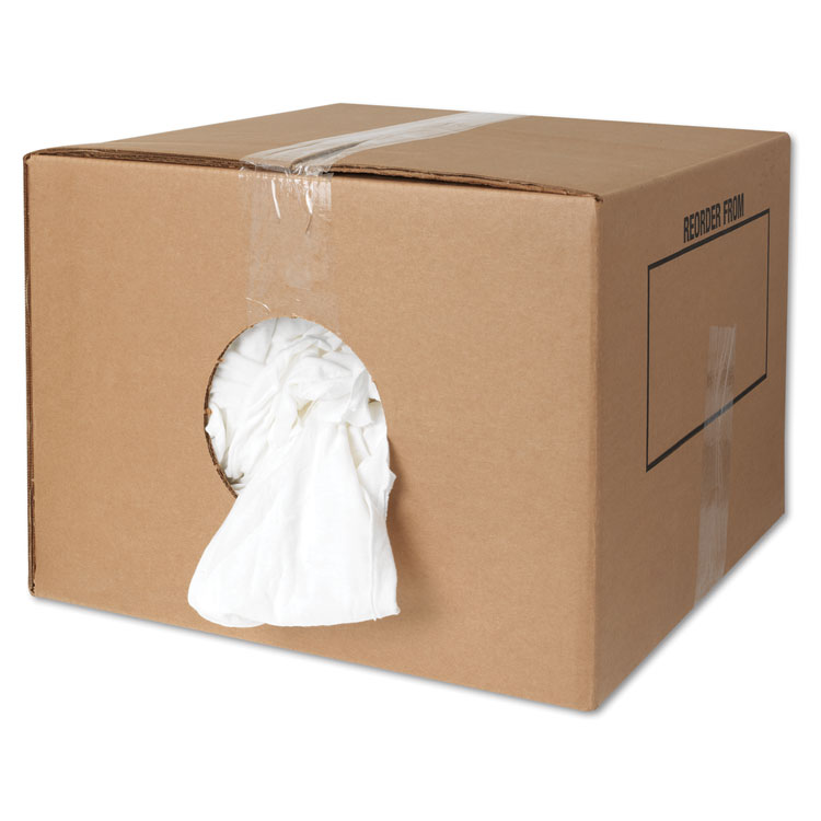 HOSPECO New Bleached White T-Shirt Rags, 25 Pounds/Bag (HOS45525)