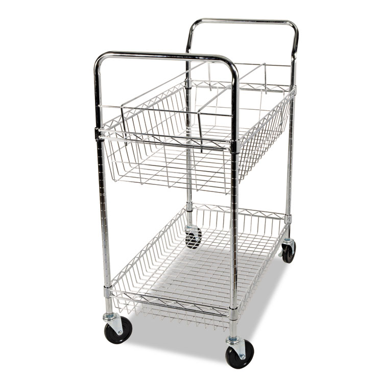 Alera Carry-all Mail Cart, Metal, 1 Shelf, 1 Bin, 34.88" x 18" x 39.5", Silver (ALEMC3518SR)