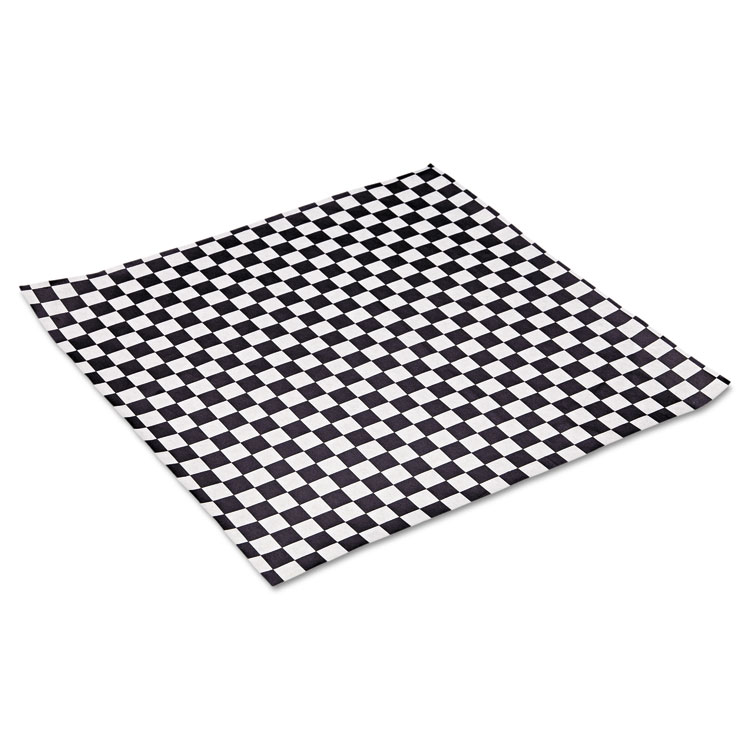 Bagcraft Grease-Resistant Paper Wraps and Liners, 12 x 12, Black Check, 1,000/Box, 5 Boxes/Carton (BGC057800)