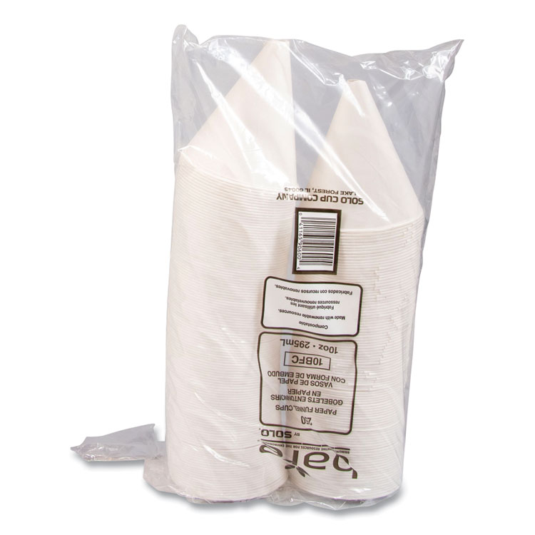 SOLO Bare Eco-Forward Treated Paper Funnel Cups, ProPlanet Seal, 10 oz, White, 250/Bag, 4 Bags/Carton (SCC10BFC)