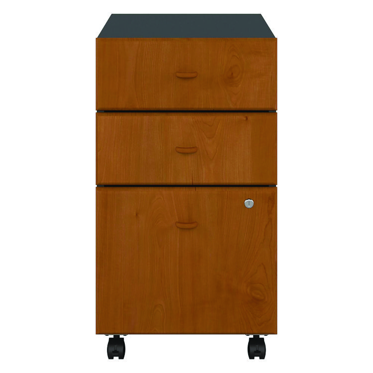 Bush Mobile Pedestal File, Left/Right, 3-Drawers: Box/Box/File, Legal/Letter/A4/A5, Cherry/Gray, 15.75" x 20.25" x 27.88" (BSHWC57453SU)