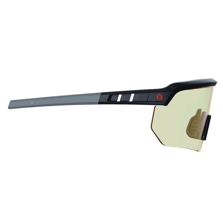 Ergodyne Skullerz AEGIR Safety Glasses have a big design to protect your eyes and give you a wide view. The strong lenses won’t scratch or fog up and block almost all harmful UV rays. The black frame is tough, and the soft rubber on the nose and arms keeps the glasses from slipping and feels comfy, even if you sweat. The arms bend to fit your head. The lenses stay clear even with masks or temperature changes. They let in plenty of light, so they work well indoors or at night. These glasses meet safety standards and are great for construction, landscaping, and woodworking.