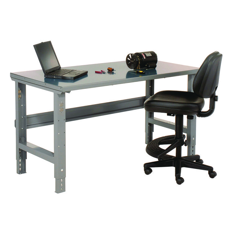 Global Industrial Standard Duty Steel Top Adjustable Height Workbench, 2,000 lbs, 72 x 30 x 30.88 to 36.88, Gray (GBE183154)