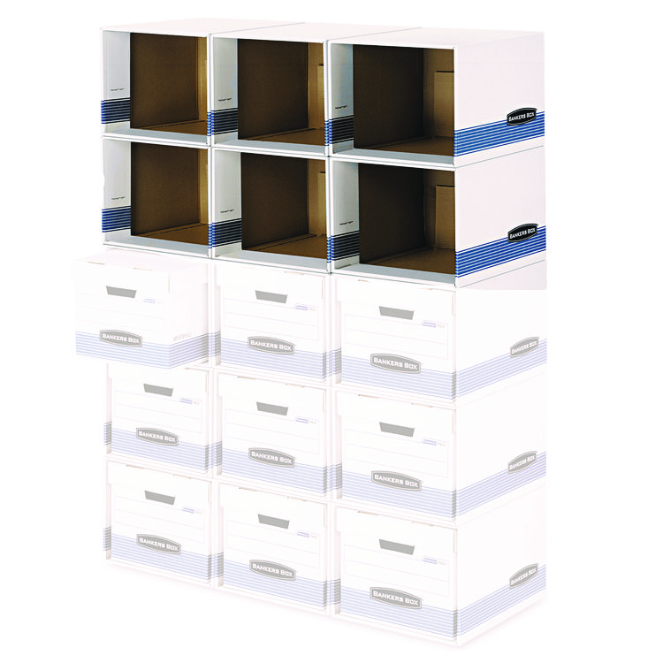 Bankers Box File/Cube Box Shell, Legal/Letter, 23.75 x 19.75, White/Blue, 6/Carton (FEL0162601)