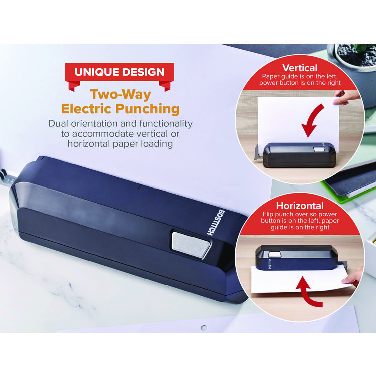 Bostitch 20-Sheet Electric Three-Hole Punch, 9/32" Holes, Black (BOSEHP20BLK)