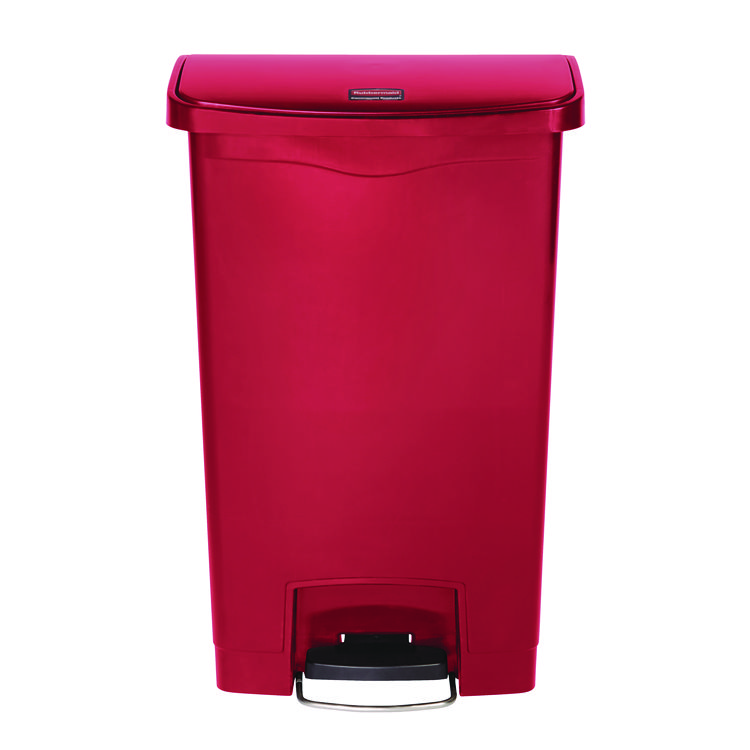 Slim Jim Streamline Resin Step-On Container, Front Step Style, 8 gal, Polyethylene, Red (RCP1883564)