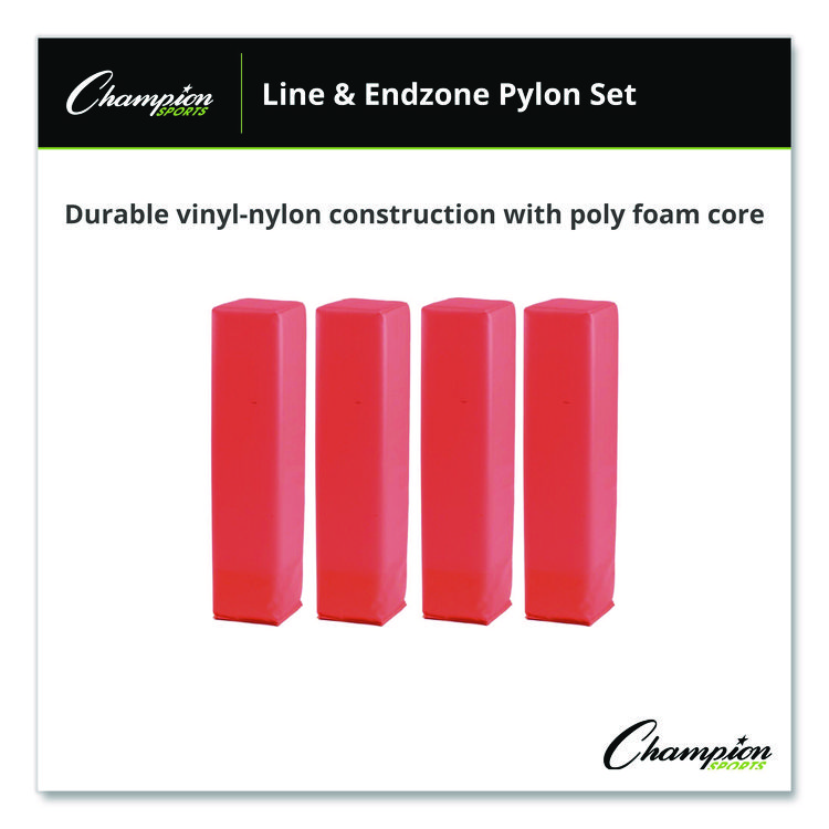 Champion Sports Line and End Zone Pylon Set, 18" x 4" dia, 4/Set (CSIFPYLSET)