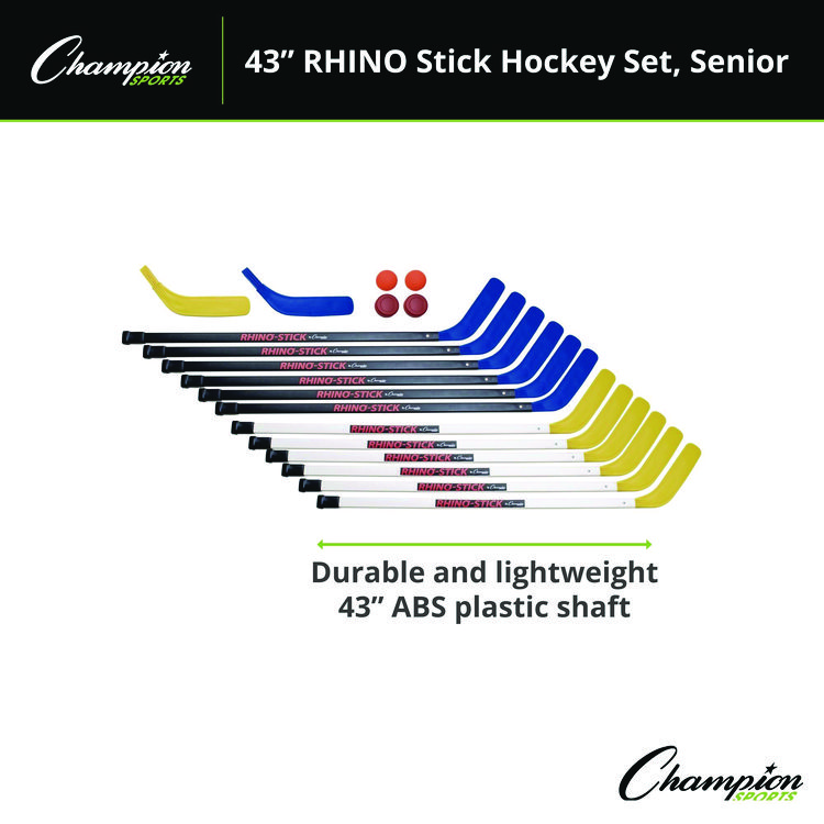 Champion Sports 43" Rhino Stick Hockey Set, 12 Sticks/2 Pucks/2 Balls/2 Extra Blades (CSIHS43SET)