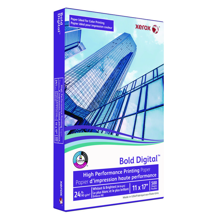 xerox Bold Digital Printing Paper, 98 Bright, 24 lb Bond Weight, 11 x 17, White, 500/Ream (XER3R11543R)