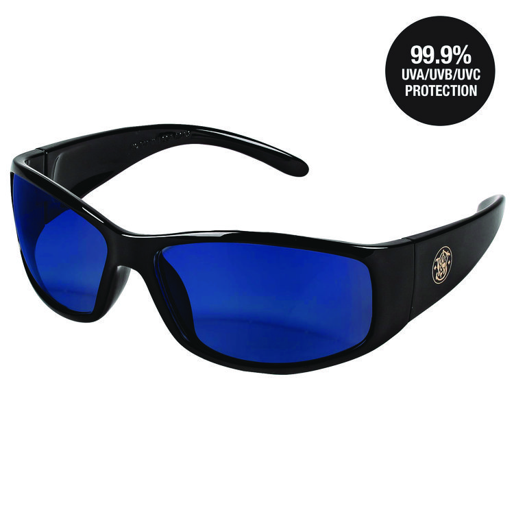 Smith & Wesson Elite Safety Glasses 3016314, Black Frame, Blue Mirror Polycarbonate Lens, 12/Carton (KCC21307)
